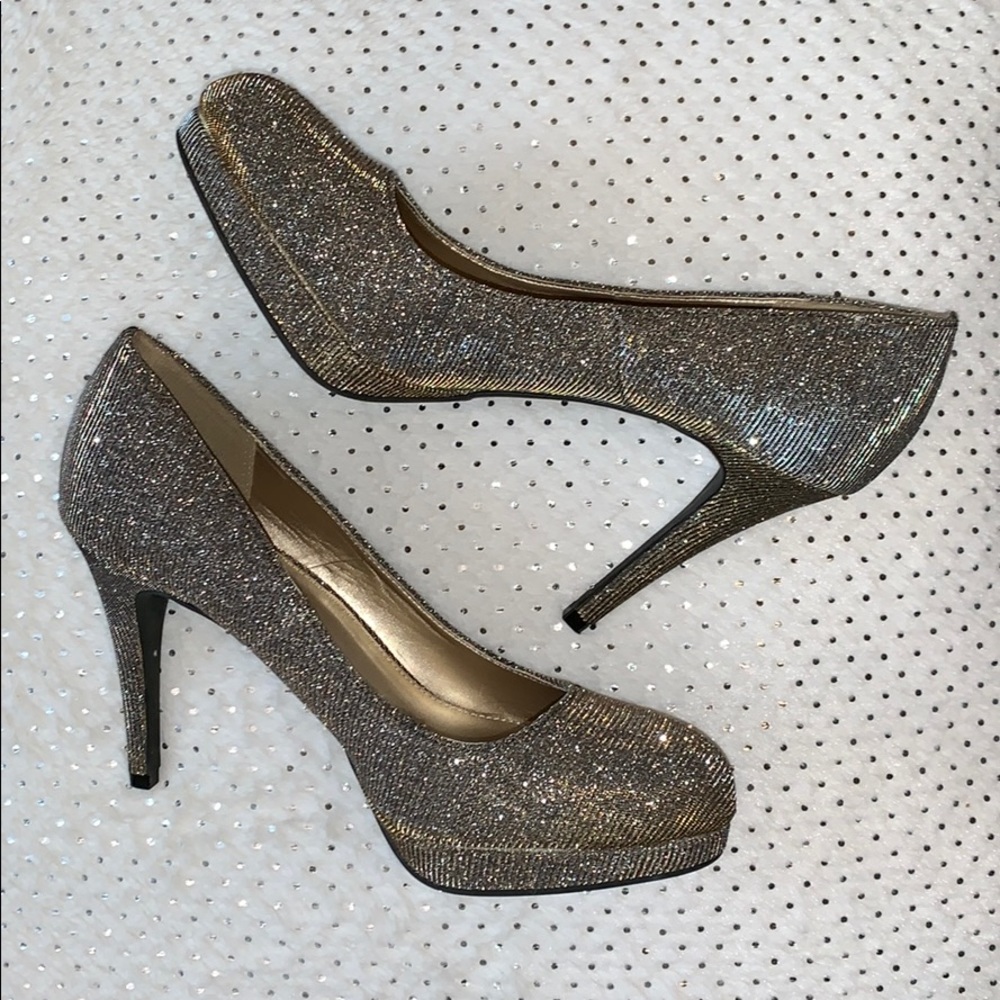 Gunmetal Gold Heels